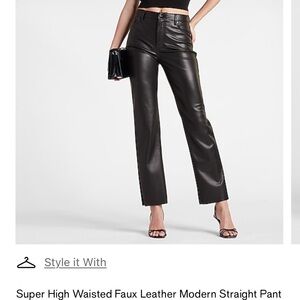 Express Black Straight Leg Leather Pants